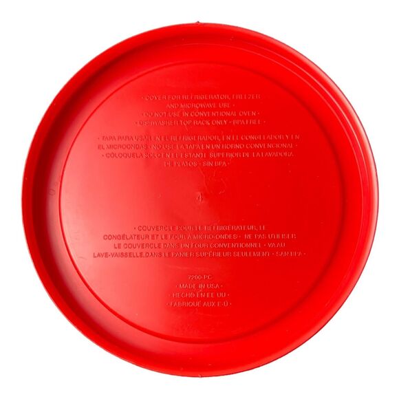 7200-PC 2 Cup round Storage Lid for Glass Bowls (1, Red) - Picture 2 of 2